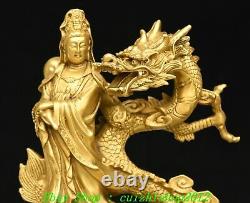 Statue de Bouddha GuanYin Kwan-Yin en laiton et cuivre chinois ancien