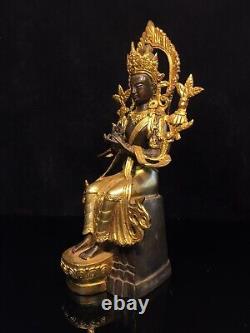 Statue de Maitreya Bodhisattva en cuivre doré antique chinois