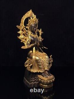 Statue de Maitreya Bodhisattva en cuivre doré antique chinois