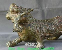Statue de dragon fengshui en bronze de la période du printemps et de l'automne de la vieille Chine