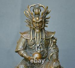 Statue de sculpture immortelle du roi dragon Feng Shui en bronze ancien de Chine