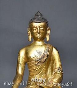 Statue du Bouddha chinois en bronze doré du bouddhisme Shakyamuni Sakyamuni Amitabha 7.8