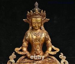 Statue en bronze doré du dieu et de la déesse de la longévité Amitayus du bouddhisme tibétain chinois