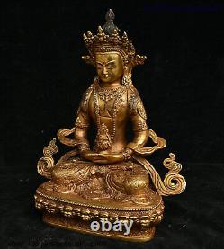 Statue en bronze doré du dieu et de la déesse de la longévité Amitayus du bouddhisme tibétain chinois