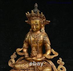 Statue en bronze doré du dieu et de la déesse de la longévité Amitayus du bouddhisme tibétain chinois