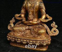 Statue en bronze doré du dieu et de la déesse de la longévité Amitayus du bouddhisme tibétain chinois