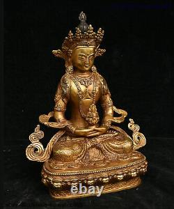 Statue en bronze doré du dieu et de la déesse de la longévité Amitayus du bouddhisme tibétain chinois