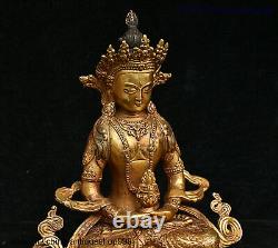 Statue en bronze doré du dieu et de la déesse de la longévité Amitayus du bouddhisme tibétain chinois