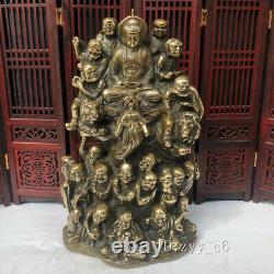 Statue en cuivre pur des dix-huit arhats du système de l'année Qianlong d'antiquités chinoises 7,8