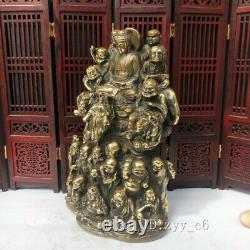 Statue en cuivre pur des dix-huit arhats du système de l'année Qianlong d'antiquités chinoises 7,8