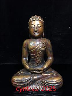 Statue en cuivre pur faite à la main d'antiquités chinoises anciennes de Sakyamuni Buddha 9.4