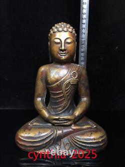 Statue en cuivre pur faite à la main d'antiquités chinoises anciennes de Sakyamuni Buddha 9.4