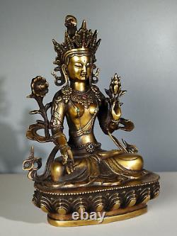 Statue exquise de Bodhisattva en cuivre chinois sculptée à la main 22995