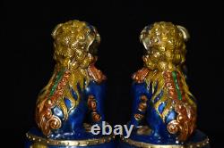 Statues de lions chinois en cuivre exquis faites à la main 52282