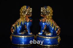 Statues de lions chinois en cuivre exquis faites à la main 52282