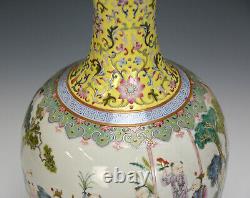 Superbe 19ème C. Chinois Qing Daoguang Famille Rose Boys Jouant Vase En Porcelaine