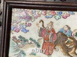 Superbe Antique Chinoise Famille Rose Plaques Incrustées Écran Xianfeng Era