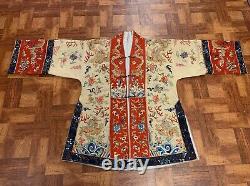 Superbe Antique Dynastie Qing En Soie Chinoise Et Tissu Dragon Rang Badge Robe