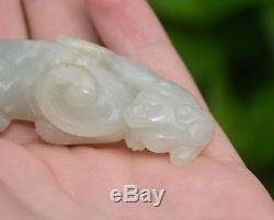 Superbe! Dynastie Chinoise Antique Jade Dog Group Sculpture