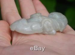 Superbe! Dynastie Chinoise Antique Jade Dog Group Sculpture