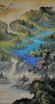 Superbe Grand Paysage Chinois D’aquarelle Accrochant La Peinture De Défilement Zhang Daqian