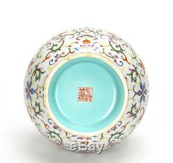 Superbe Vase En Porcelaine Floral Vieux Chinois Glacé Terre Rose
