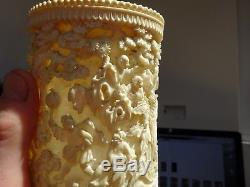 Top Qualité Antique Cantonais Sculpté Brosse Pot