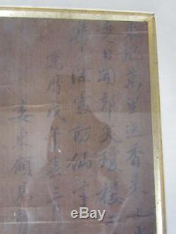 Très Rare Antique Signé Calligraphie Chinoise Scroll Painting
