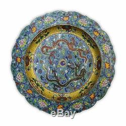 Un Massif Antique Chinois Cloisonné Sur Plaque De Bronze