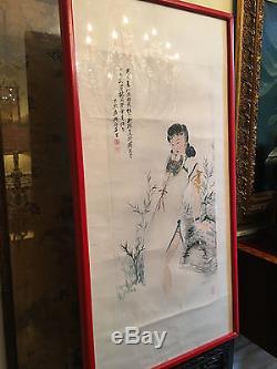Une Grande Et Importante Peinture À L'aquarelle Chinoise Sur Papier, Signée Par L'artiste
