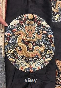 Unreal Antique Chinois De Soie Kesi Kossu Robe Du Dragon Surcoat Imperial Family Qing