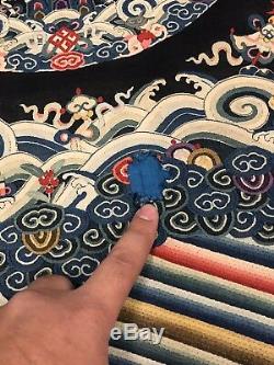 Unreal Antique Soie Chinoise Kesi Kossu Robe Du Dragon Surcoat Famille Impériale Gunfu