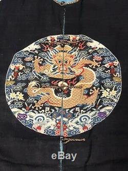 Unreal Antique Soie Chinoise Kesi Kossu Robe Du Dragon Surcoat Famille Impériale Gunfu