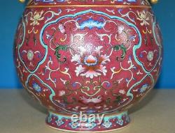 Vase De Porcelaine Chinoise Antique Famille Rose Marquée Qianlong Rare S7061