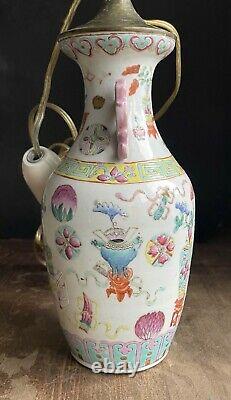 Vase De Porcelaine / Lampe Tongzhi, Dernière Dynastie Qing