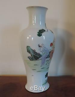 Vase En Porcelaine Chinoise Antique Immortels Deer Scholars Landscape Famille Rose