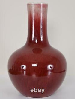 Vase En Porcelaine Chinoise Fourrure De Lièvre Rouge Sang De Boeuf Glaçure Qing Dynastie 36cm