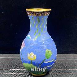 Vase de Lotus et Canard Mandarin exquis en cloisonné chinois fait main collectionnable 91236