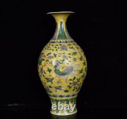Vase exquis en porcelaine émaillée chinoise peinte à la main 19914