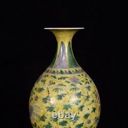 Vase exquis en porcelaine émaillée chinoise peinte à la main 19914