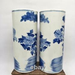 Vases Chinois Du Vieux Bleu Et Blanc D'oiseau Et Motif De Fleur De Porcelaine Hatstand