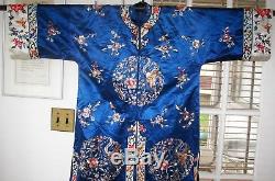 Veste Kimono Vintage Doublée De Manteau En Soie Brodée Chinoise