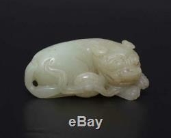 Vieux Antique Chinois Sculpté Naturel Néphrite Hetian Pendentif De Jade Avec Kylin