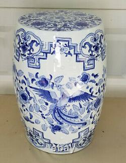 Vintage Chinois D'exportation Du Dragon Phoenix Bleu Et Blanc En Porcelaine De Jardin Tabouret De Siège