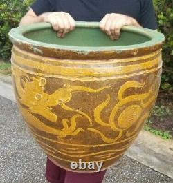 Vintage Chinois Shiwan Dragons Pot Planter 18x19.5