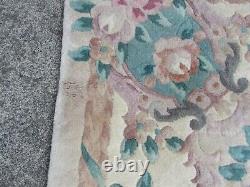 Vintage Hand Made Art Déco Chinois Oriental Beige Wool Tapis 247x150cm