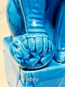 Vintage Porcelaine Chinoise Turquoise Foo Dog Figurines Une Paire Chinoiserie Chics
