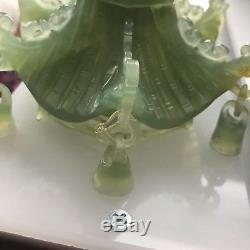 Vintg Chinese Export Sculpté Néphrite Jade Xiu Yu Brûleur D'encens-4 Pièces Pagode