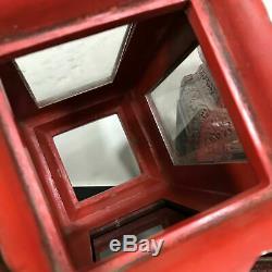 Vtg Chinoises Sculpté Cinabre Ornement De Mariage Lanternes Shadowbox Cas Withglass